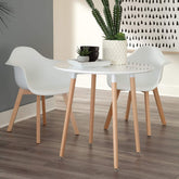 Masa rotunda, pentru bucatarie / living, blat din MDF, picioare din lemn de fag, Ø80 x 75 cm, Grunberg DT4005 (alb)